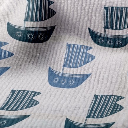 卡通條紋船毛巾布(幅寬160公分)