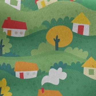 鄉村小鎮刷毛布(幅寬150公分)