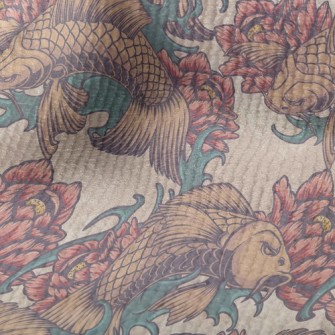日本凶狠大鯉魚毛巾布(幅寬160公分)