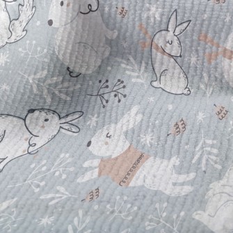 聖誕松鼠白兔毛巾布(幅寬160公分)