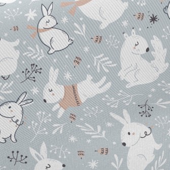 聖誕松鼠白兔斜紋布(幅寬150公分)
