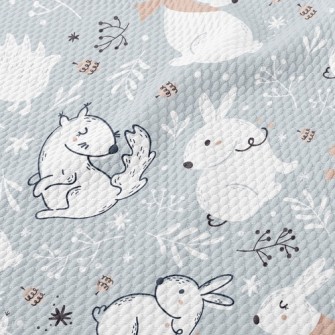 聖誕松鼠白兔泡泡布(幅寬160公分)