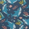 愉快遨遊鯊魚斜紋布(幅寬150公分)