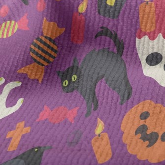 萬聖黑貓棺材毛巾布(幅寬160公分)