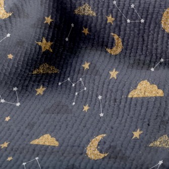 閃亮月亮星星雲毛巾布(幅寬160公分)
